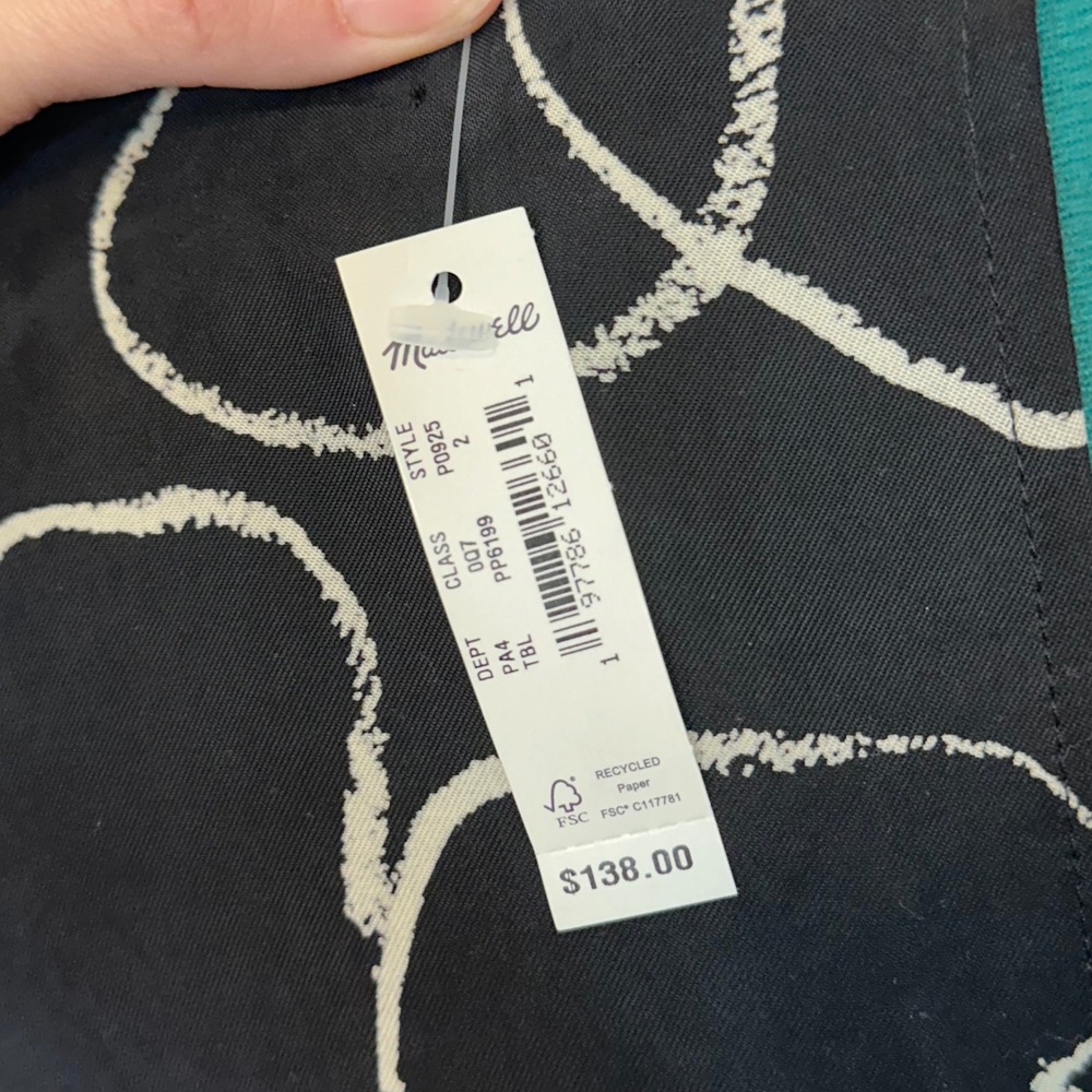 Madewell Marianna V-Neck Cupro Blend Maxi Dress Black White Floral Size 2 NEW - Picture 5 of 10